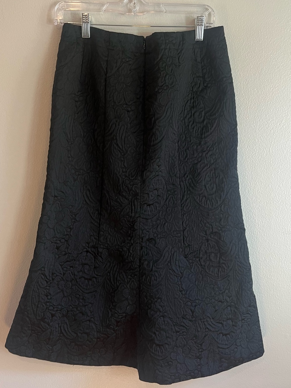 Tibi New York Black Floral Jacquard A-Line Midi Skirt Size 6